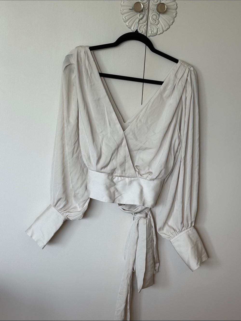 Banana Republic Cream Wrap Blouse with Waist Tie